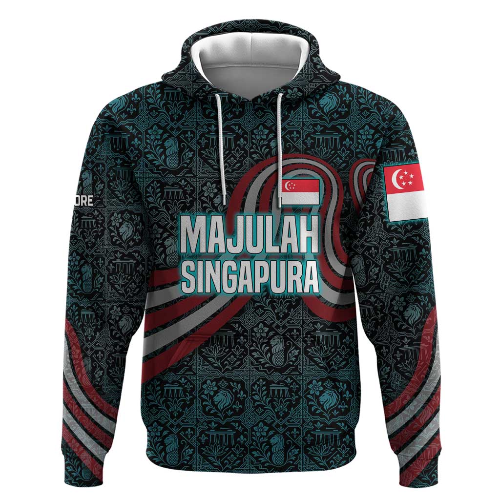Singapore Hoodie with National Icons and Majulah Singapura Script