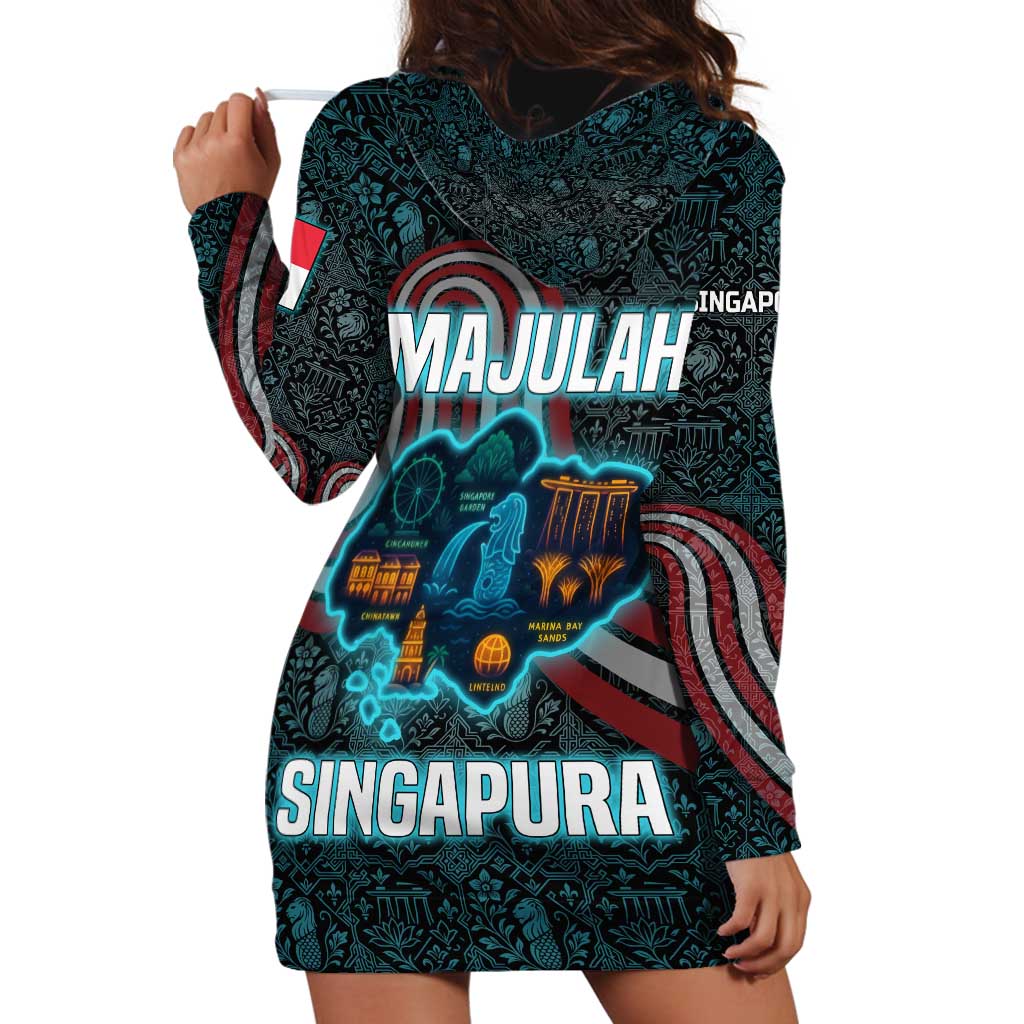 Singapore Hoodie Dress with National Icons and Majulah Singapura Script