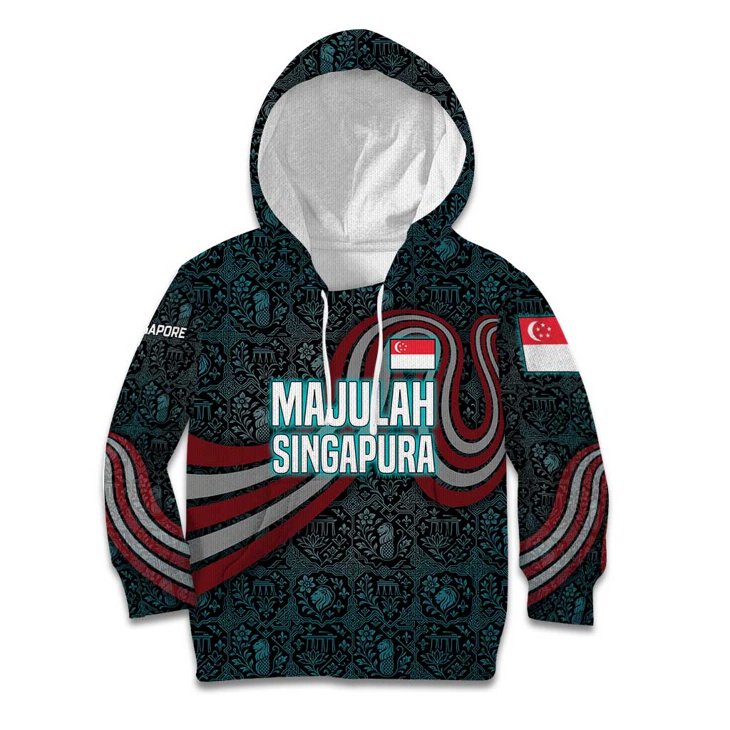 Singapore Kid Hoodie with National Icons and Majulah Singapura Script