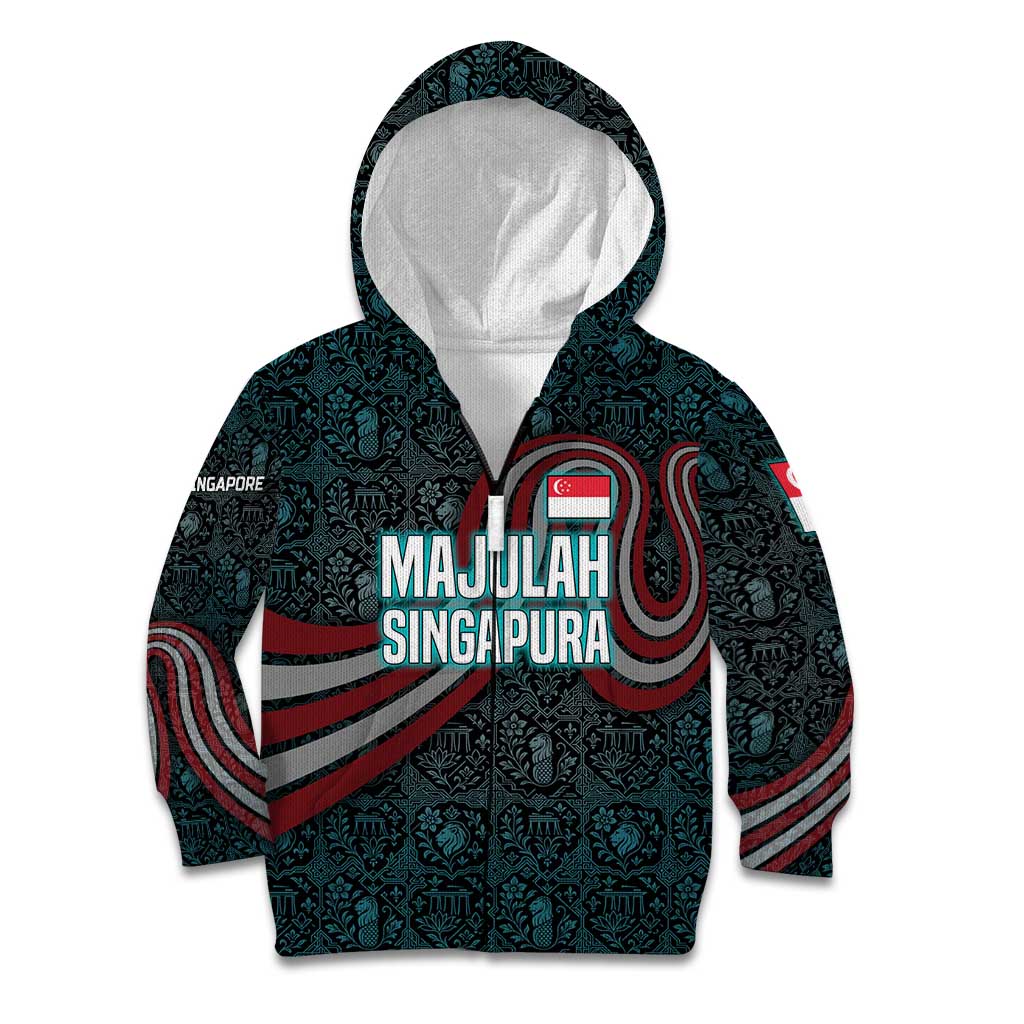 Singapore Kid Hoodie with National Icons and Majulah Singapura Script
