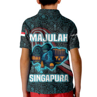 Singapore Kid Polo Shirt with National Icons and Majulah Singapura Script