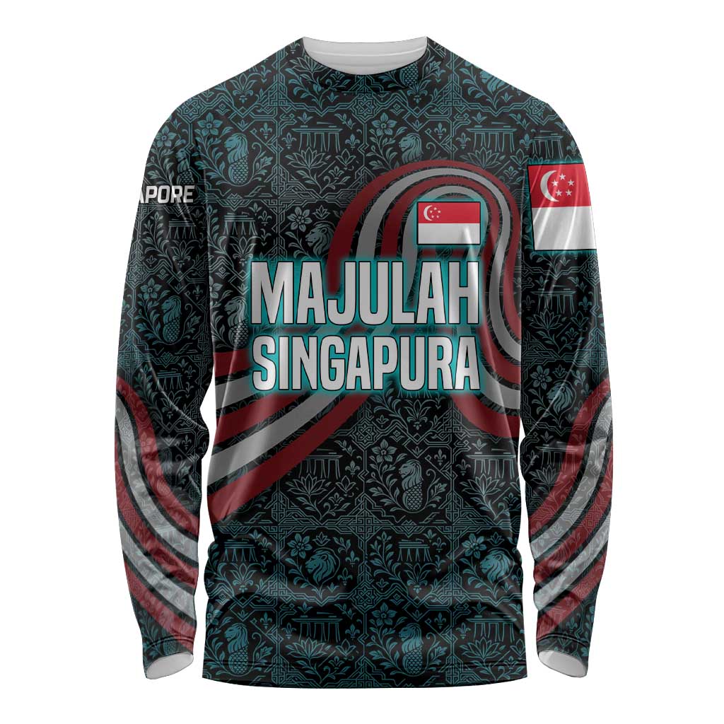 Singapore Long Sleeve Shirt with National Icons and Majulah Singapura Script