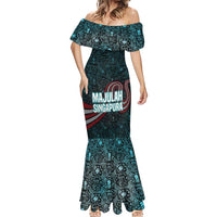 Singapore Mermaid Dress with National Icons and Majulah Singapura Script