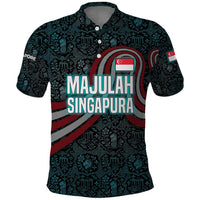 Singapore Polo Shirt with National Icons and Majulah Singapura Script
