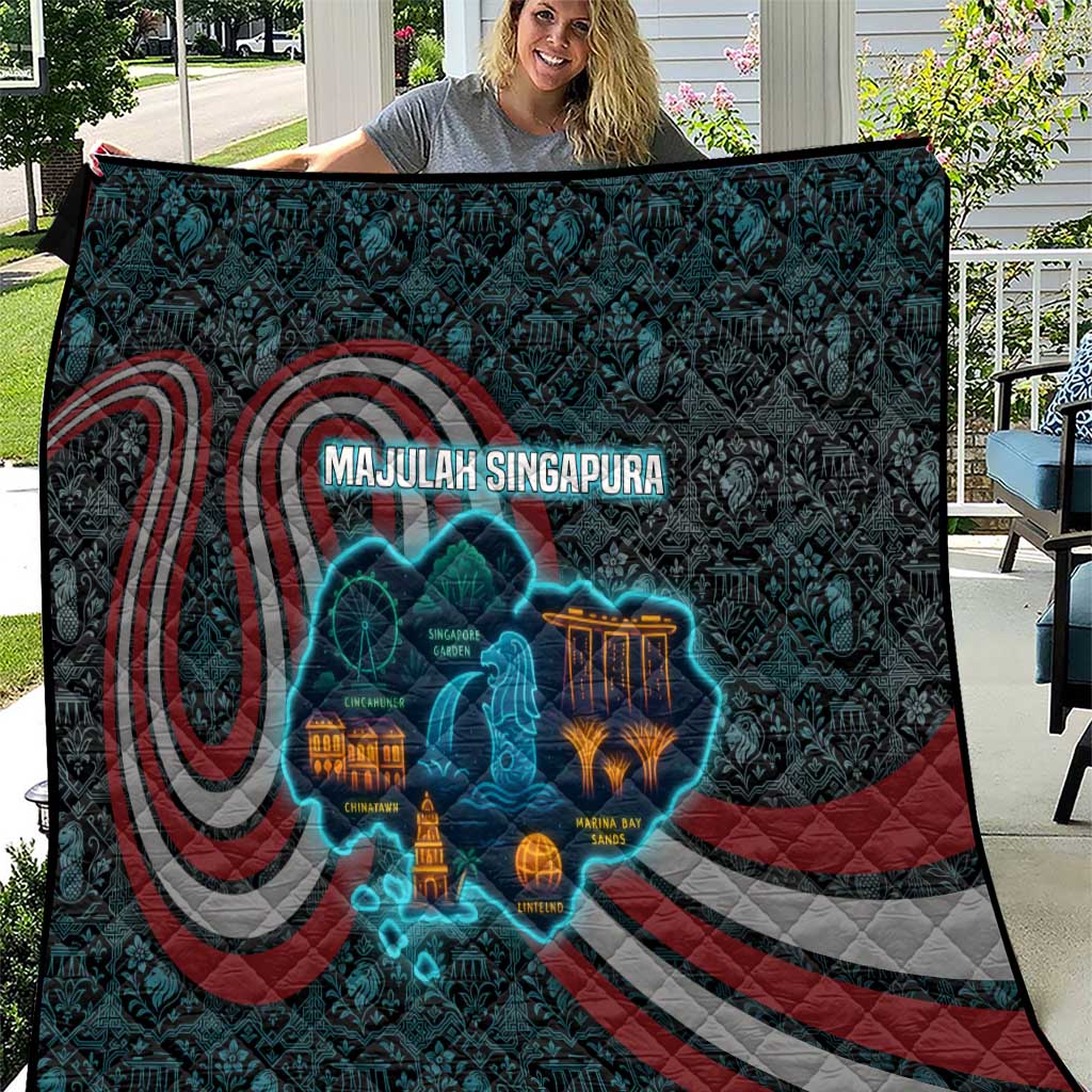 Singapore Quilt with National Icons and Majulah Singapura Script