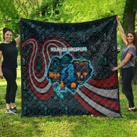 Singapore Quilt with National Icons and Majulah Singapura Script