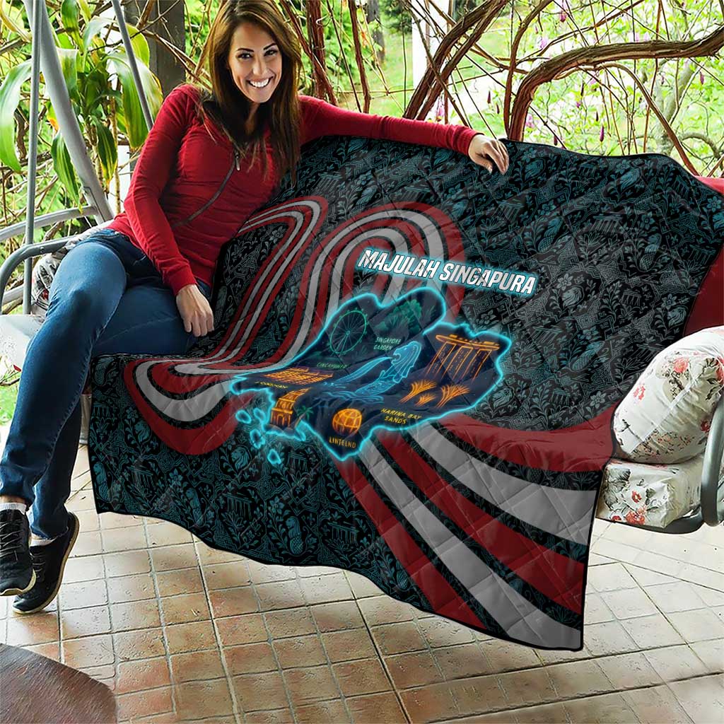 Singapore Quilt with National Icons and Majulah Singapura Script