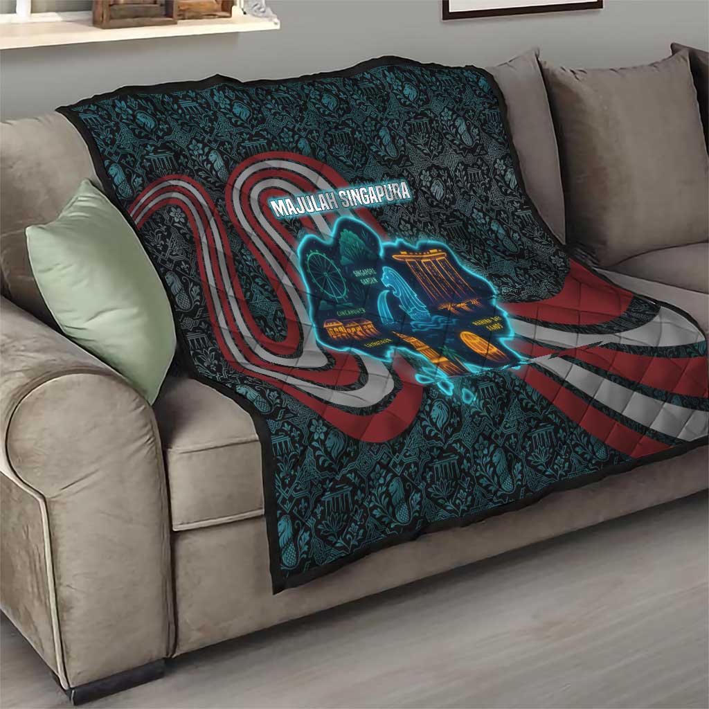Singapore Quilt with National Icons and Majulah Singapura Script