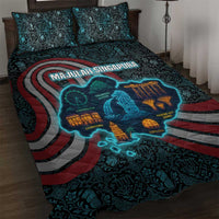 Singapore Quilt Bed Set with National Icons and Majulah Singapura Script