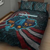 Singapore Quilt Bed Set with National Icons and Majulah Singapura Script