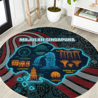 Singapore Round Carpet with National Icons and Majulah Singapura Script