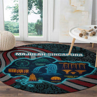 Singapore Round Carpet with National Icons and Majulah Singapura Script