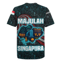 Singapore Rugby Jersey with National Icons and Majulah Singapura Script