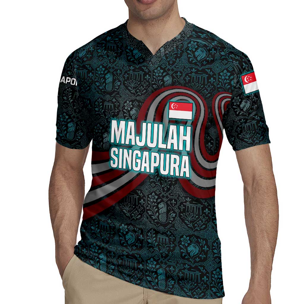 Singapore Rugby Jersey with National Icons and Majulah Singapura Script