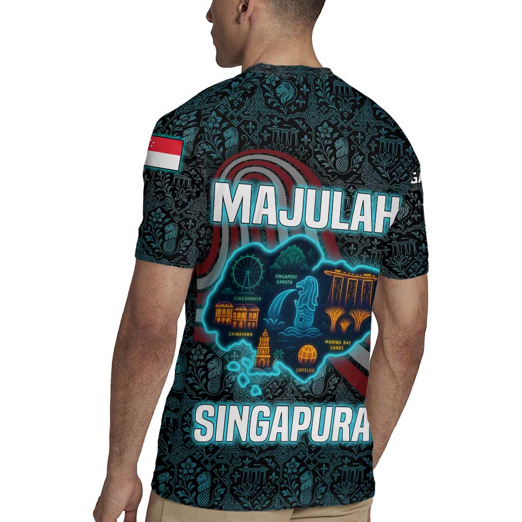 Singapore Rugby Jersey with National Icons and Majulah Singapura Script