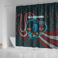 Singapore Shower Curtain with National Icons and Majulah Singapura Script