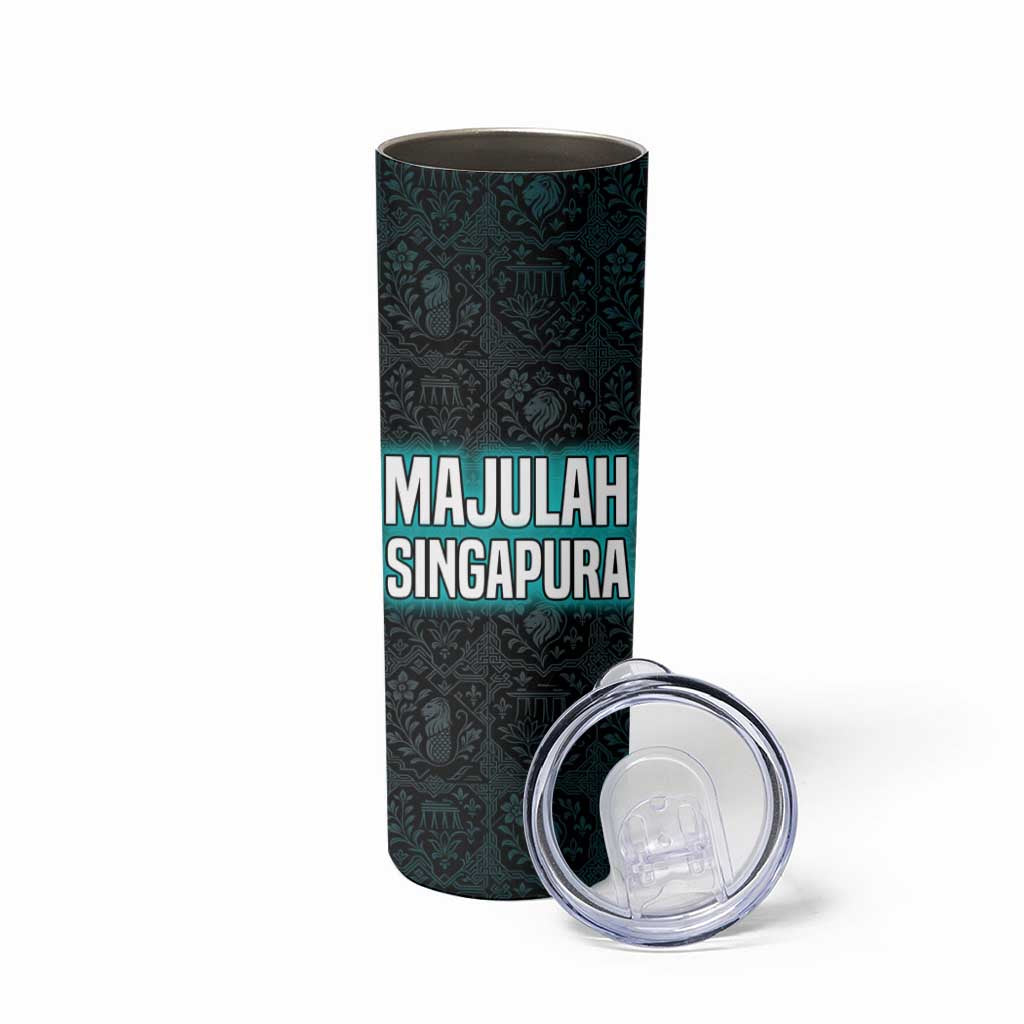 Singapore Skinny Tumbler with National Icons and Majulah Singapura Script