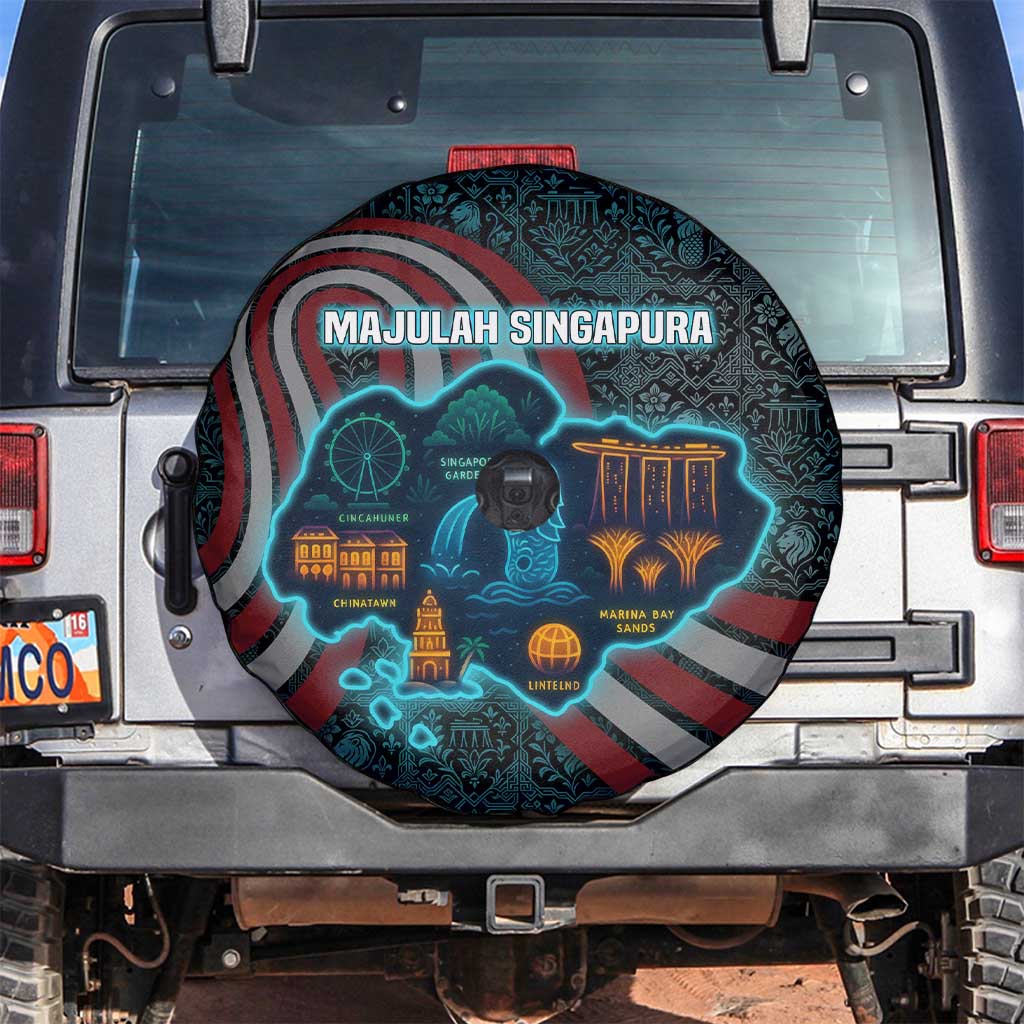 Singapore Spare Tire Cover with National Icons and Majulah Singapura Script