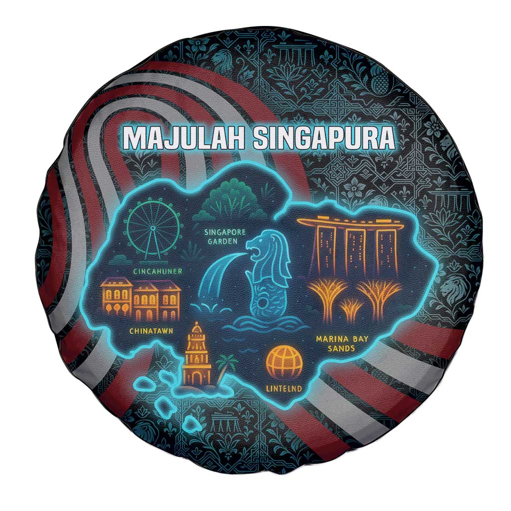 Singapore Spare Tire Cover with National Icons and Majulah Singapura Script