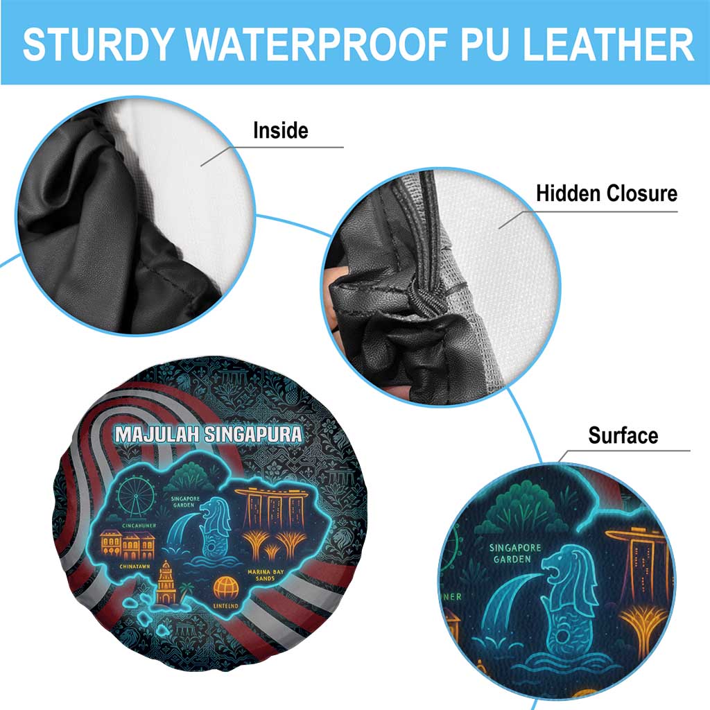 Singapore Spare Tire Cover with National Icons and Majulah Singapura Script