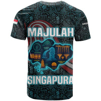Singapore T Shirt with National Icons and Majulah Singapura Script