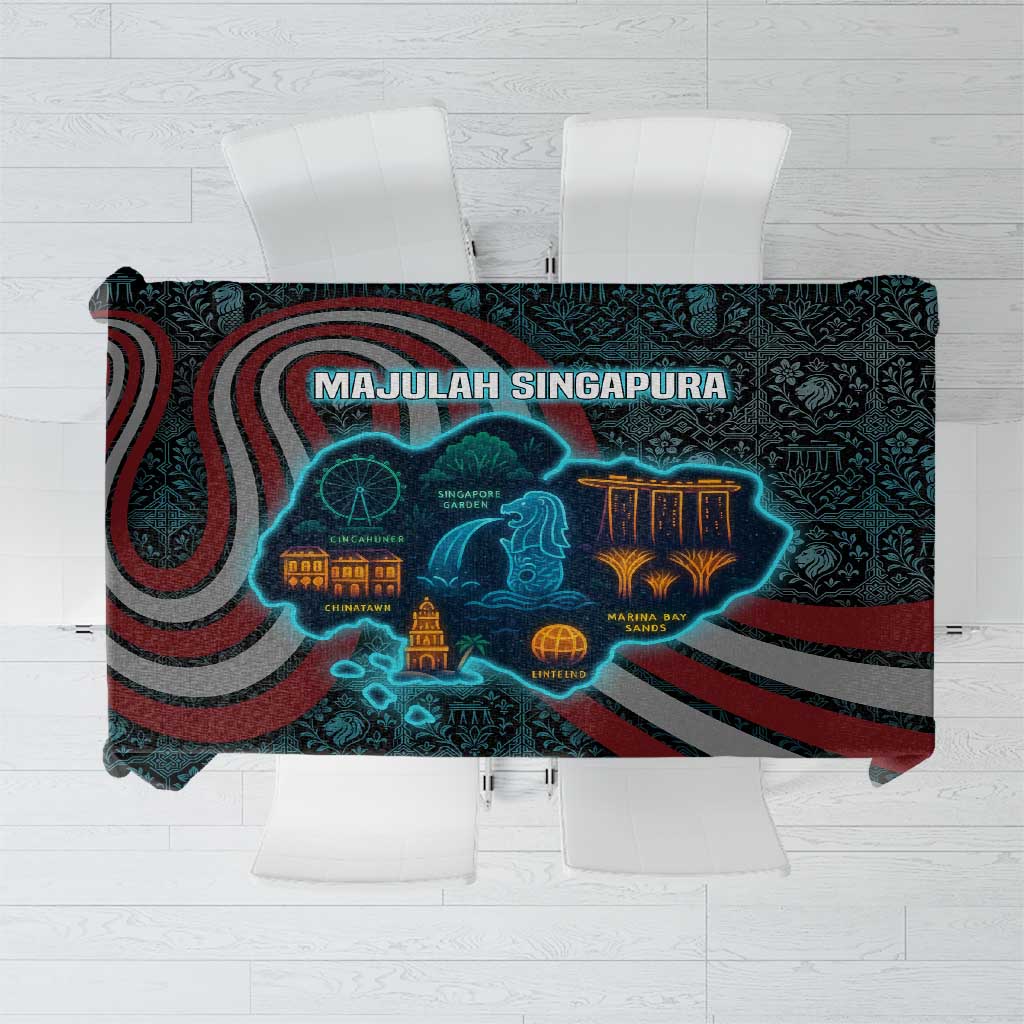 Singapore Tablecloth with National Icons and Majulah Singapura Script