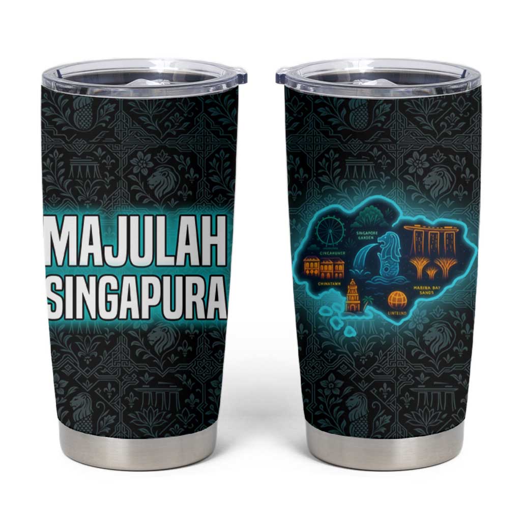 Singapore Tumbler Cup with National Icons and Majulah Singapura Script