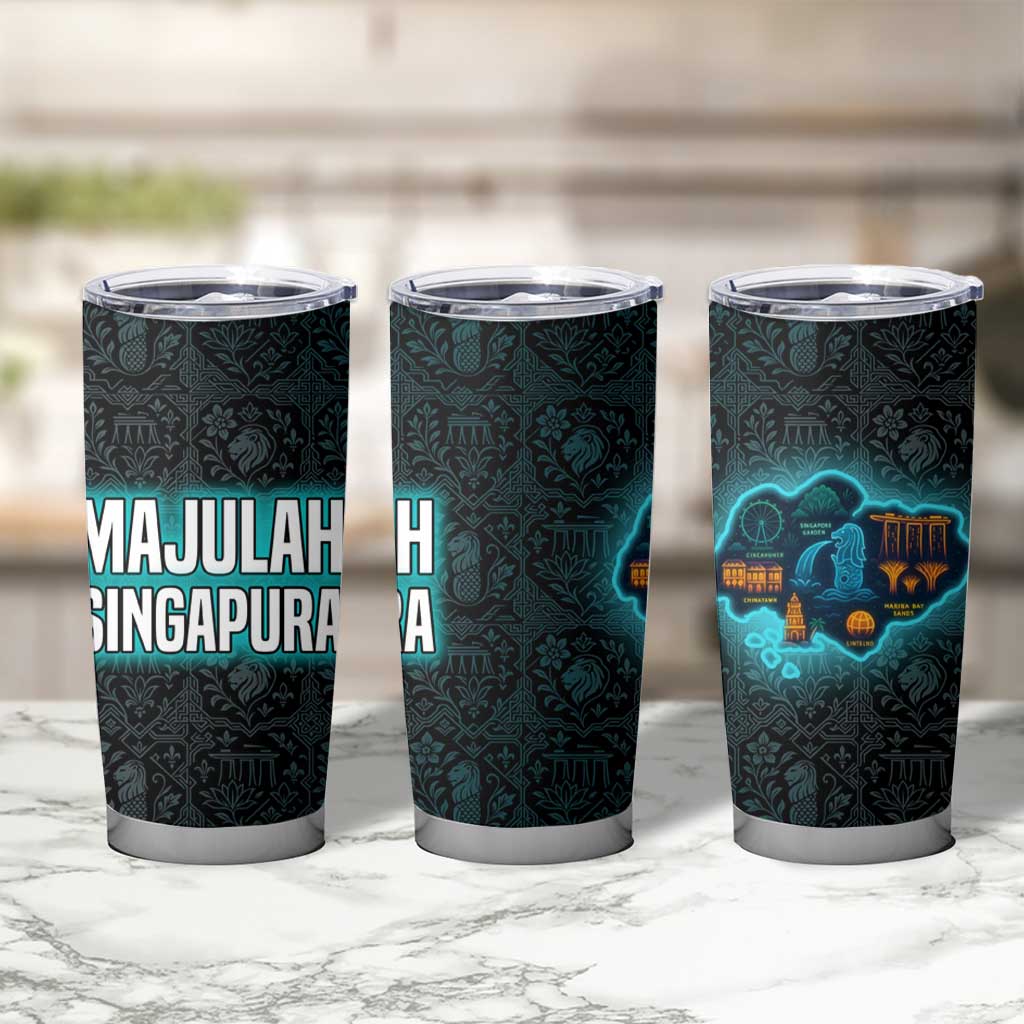 Singapore Tumbler Cup with National Icons and Majulah Singapura Script