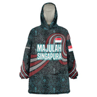 Singapore Wearable Blanket Hoodie with National Icons and Majulah Singapura Script