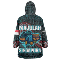 Singapore Wearable Blanket Hoodie with National Icons and Majulah Singapura Script