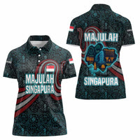 Singapore Women Polo Shirt with National Icons and Majulah Singapura Script