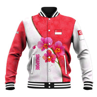 Singapore Baseball Jacket with Orchid Flower Design and National Flag Motif