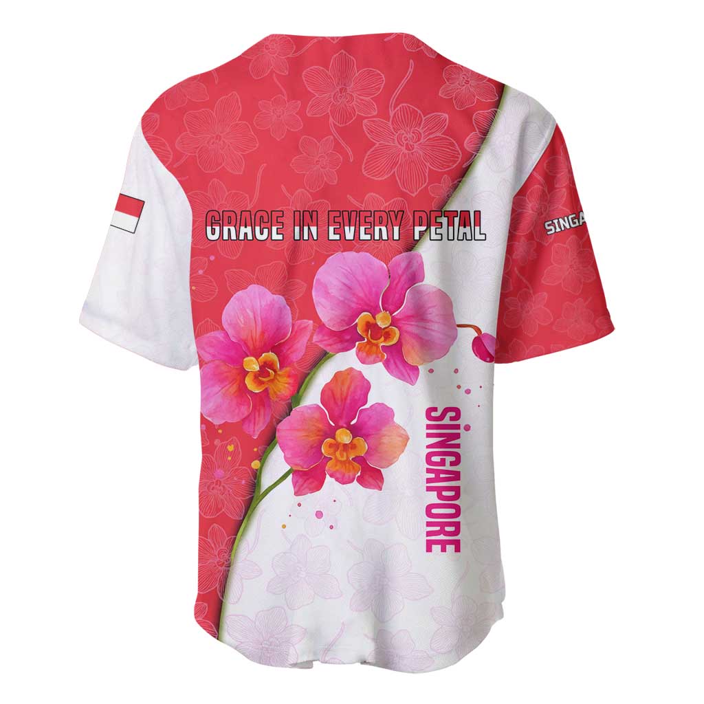 Singapore Baseball Jersey with Orchid Flower Design and National Flag Motif