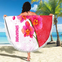 Singapore Beach Blanket with Orchid Flower Design and National Flag Motif
