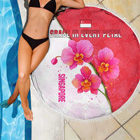 Singapore Beach Blanket with Orchid Flower Design and National Flag Motif