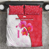 Singapore Bedding Set with Orchid Flower Design and National Flag Motif
