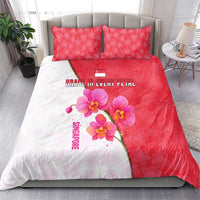 Singapore Bedding Set with Orchid Flower Design and National Flag Motif