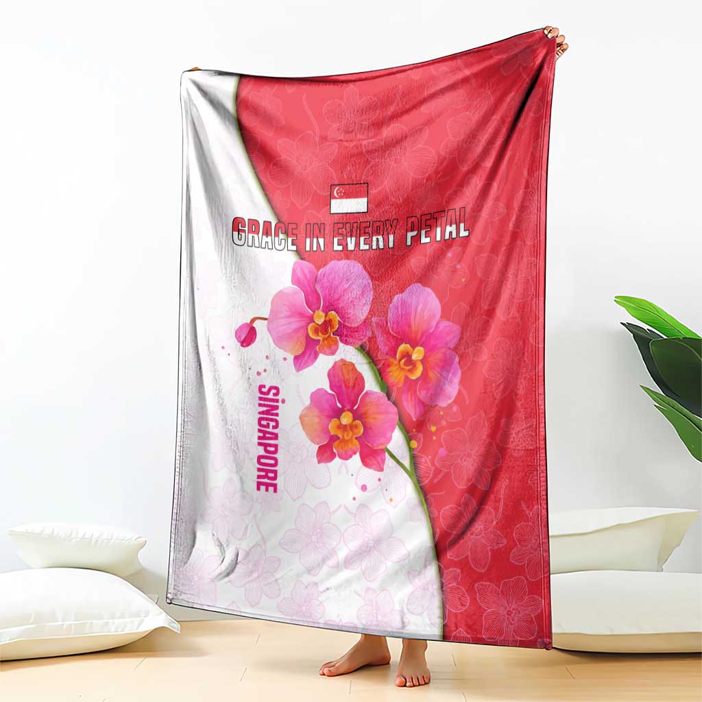 Singapore Blanket with Orchid Flower Design and National Flag Motif