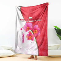 Singapore Blanket with Orchid Flower Design and National Flag Motif