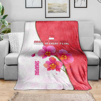 Singapore Blanket with Orchid Flower Design and National Flag Motif
