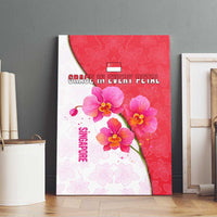 Singapore Canvas Wall Art with Orchid Flower Design and National Flag Motif