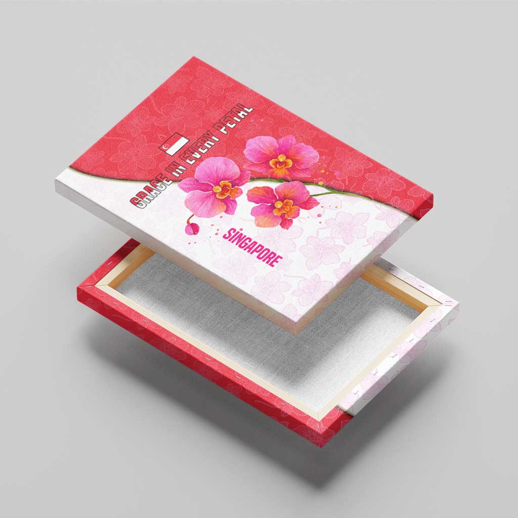 Singapore Canvas Wall Art with Orchid Flower Design and National Flag Motif