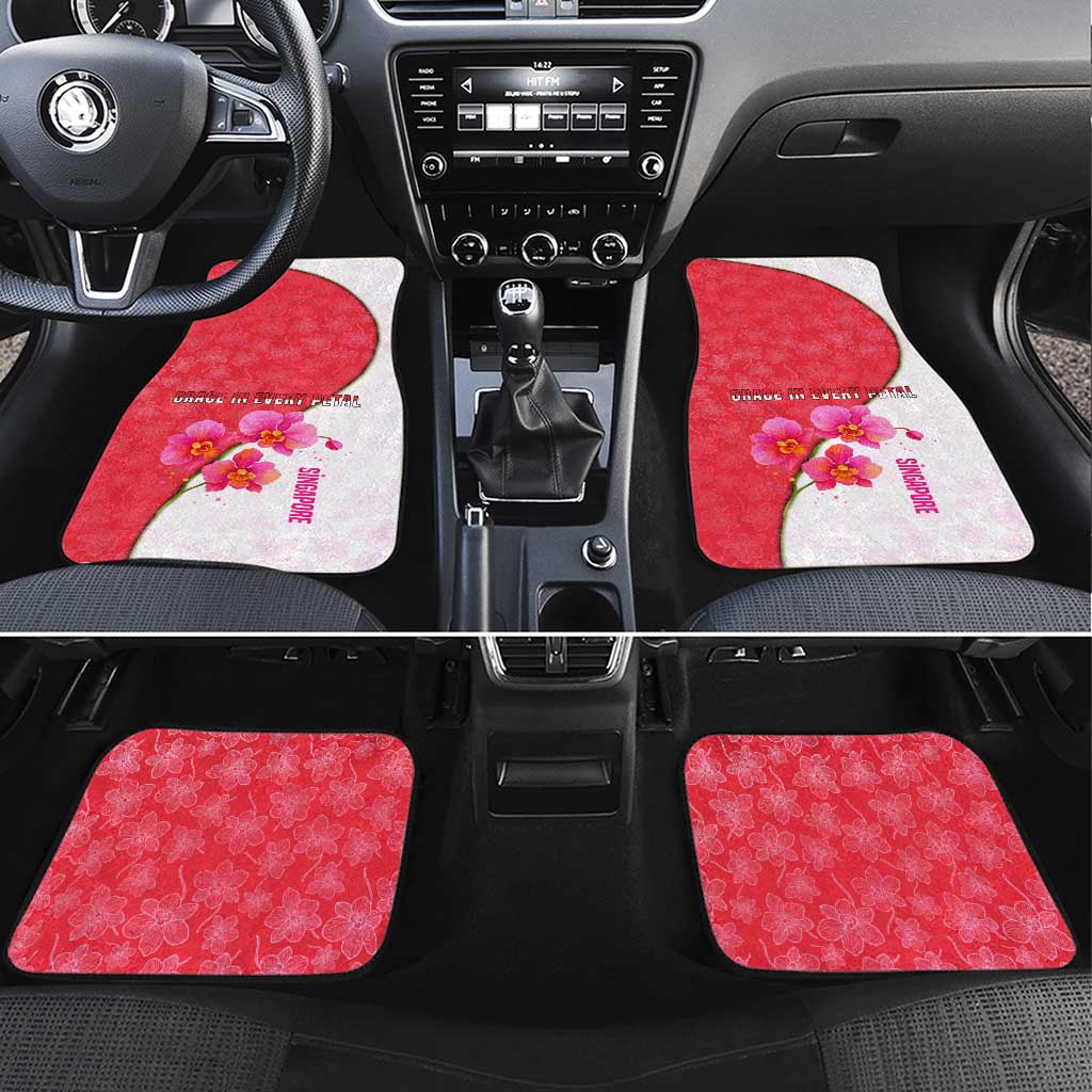 Singapore Car Mats with Orchid Flower Design and National Flag Motif