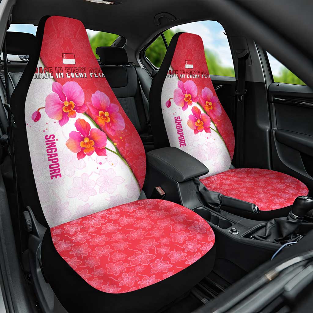 Singapore Car Seat Cover with Orchid Flower Design and National Flag Motif