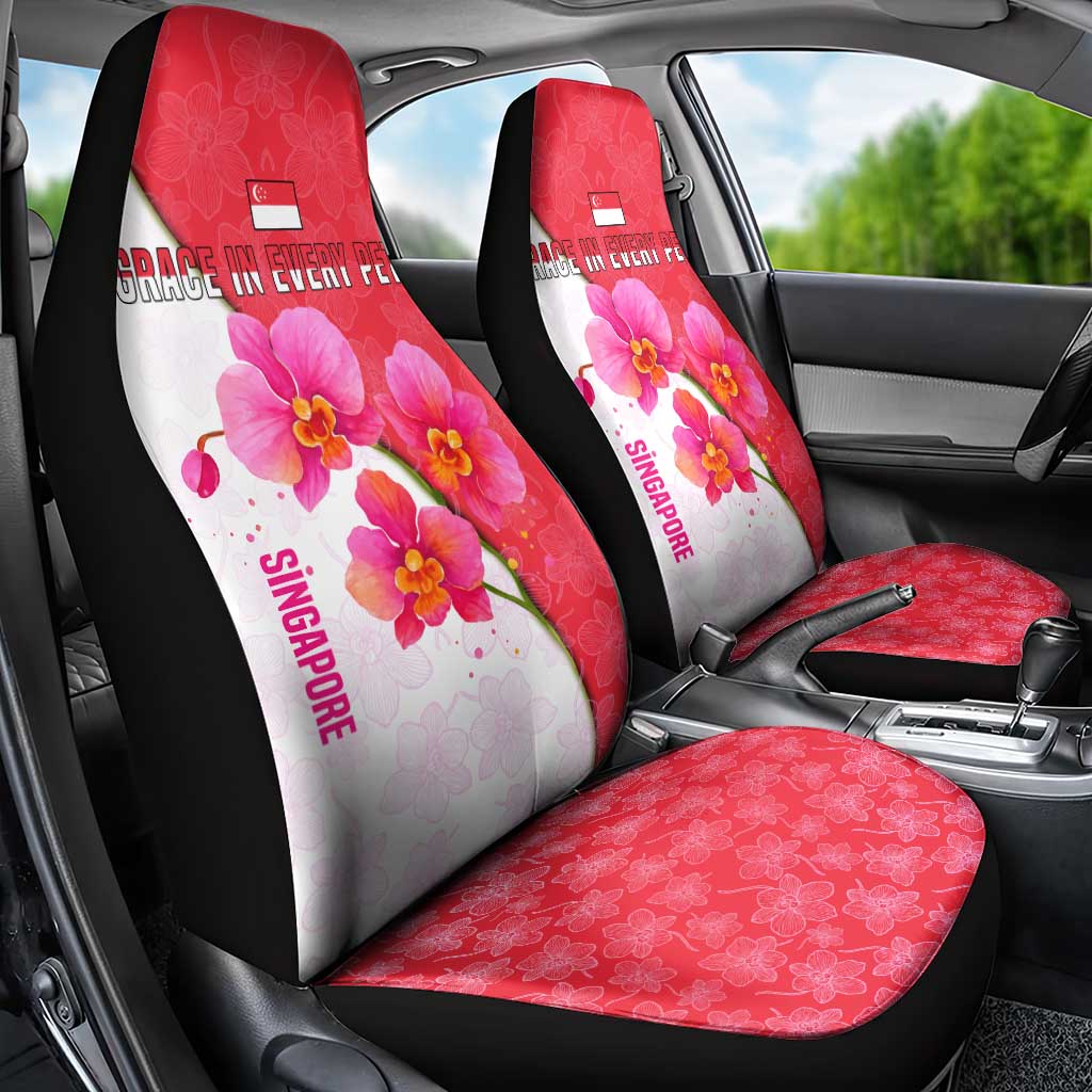 Singapore Car Seat Cover with Orchid Flower Design and National Flag Motif