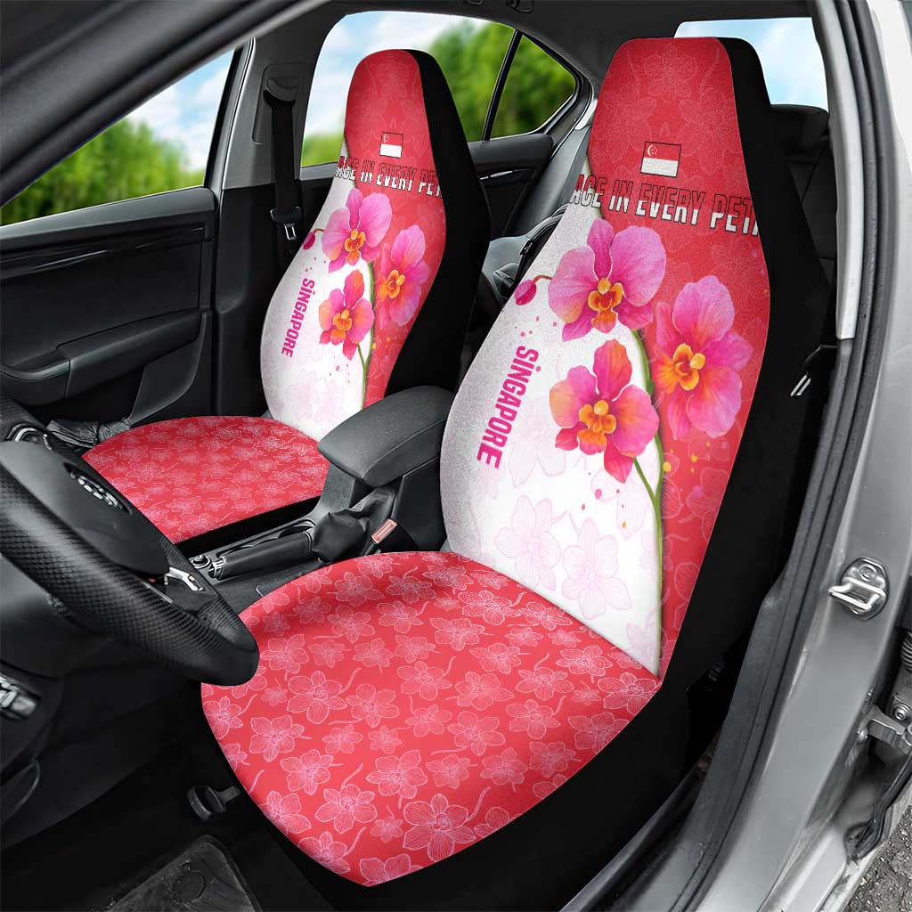 Singapore Car Seat Cover with Orchid Flower Design and National Flag Motif