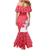 Singapore Family Matching Mermaid Dress and Hawaiian Shirt with Orchid Flower Design and National Flag Motif