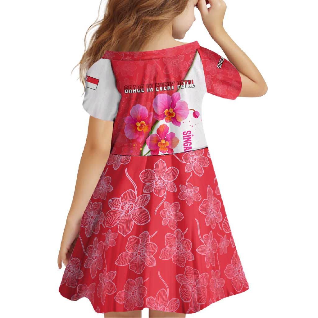 Singapore Family Matching Tank Maxi Dress and Hawaiian Shirt with Orchid Flower Design and National Flag Motif