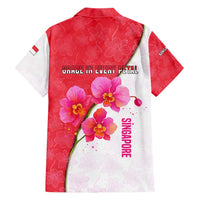 Singapore Hawaiian Shirt with Orchid Flower Design and National Flag Motif