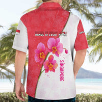 Singapore Hawaiian Shirt with Orchid Flower Design and National Flag Motif